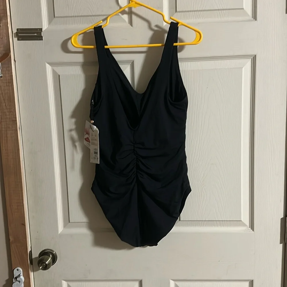 CALIA Women’s Ruched One Piece Swimsuit: BLACK: NEW WITH TAGS: SIZE 12_5